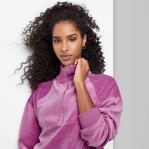 Wild Fable Velour 1/4  Zip Pullover Sweatshirt - Picture 1 of 8